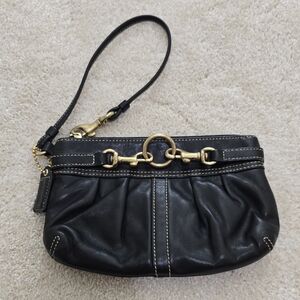 Coach Black Wristlet with Gold Hardware